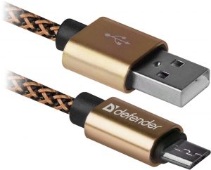 Дата-кабель Defender USB08-03T PRO USB-microUSB 1м Gold изображение №650634