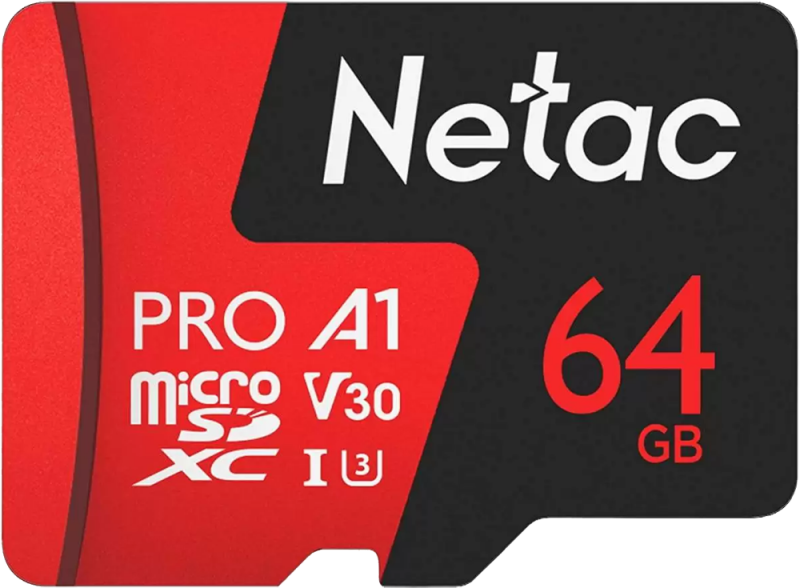 Карта памяти MicroSD Netac P500 Extreme Pro 64GB с адаптером Красно-черная изображение №649138