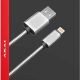 Дата-кабель Akai CE-605S USB-A-Lightning 1м оплетка металл Silver изображение №649609