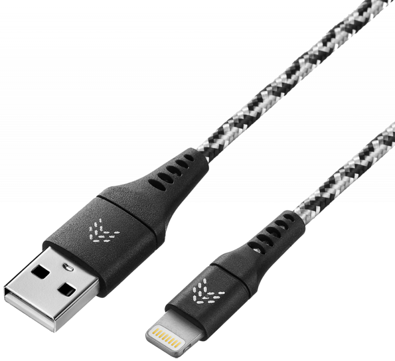 Дата-кабель Rocket Contact USB-A - Lightning 1м оплётка нейлон Черно-белый изображение №649889