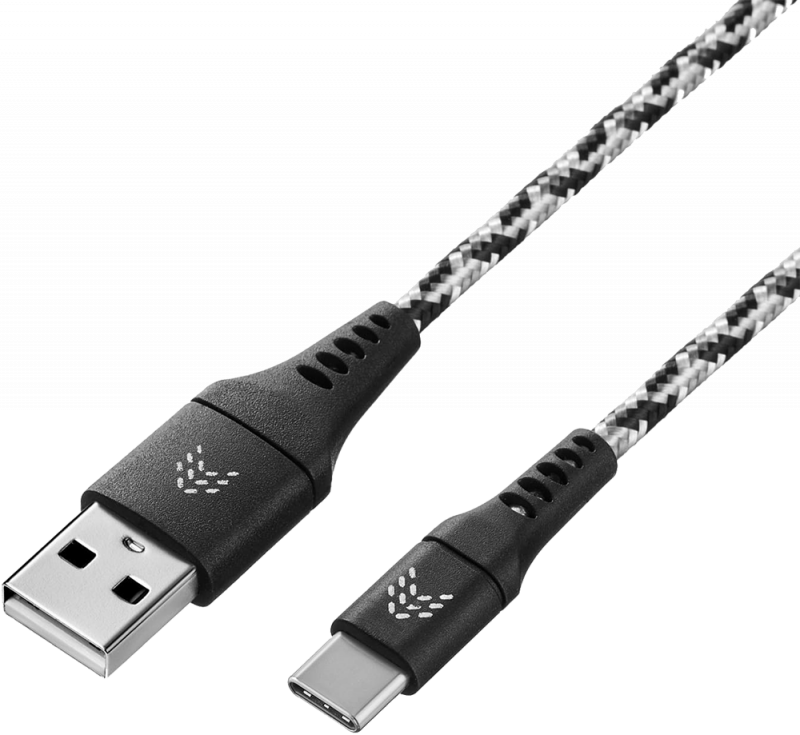 Дата-кабель Rocket Contact USB-A - USB-C 1м оплётка нейлон Черно-белый изображение №649887