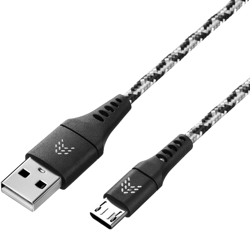 Дата-кабель Rocket Contact USB-A - Micro-USB 1м оплётка нейлон Черно-белый изображение №649902