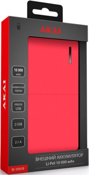 Внешний аккумулятор Akai BE-10001B 10000mAh Red изображение №651136